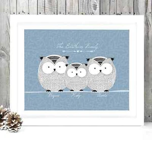 EULENLIEBHABER GESCHENK personalisiertes Stammbaumgeschenk, Familiengeschenk, Eulen Stammbaumgeschenk - Bild 1 von 10
