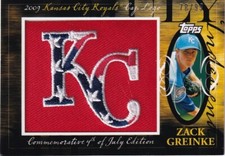 Zack Greinke 2010 Topps Manufactured Hat Logo Patch /99 Kansas City Royals