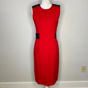 Diane Von Furstenberg Women Dress Size 8 Red Wool Sleeveless Silk Lining Y2K - Picture 1 of 9