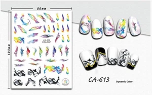 Nail art 3D stickers decal rainbow stains black stains CA613 - Picture 1 of 2