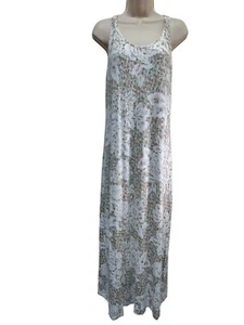 Tommy DAMEN Maxi-Elasthan-T-Shirt-Kleid Bahama Blumen Hawaii Träger Rücken GR L - Bild 1 von 6