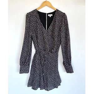 Barneys New York Women’s Ditsy Floral Wrap Mini Dress Long Sleeve Romantic M - Picture 1 of 12