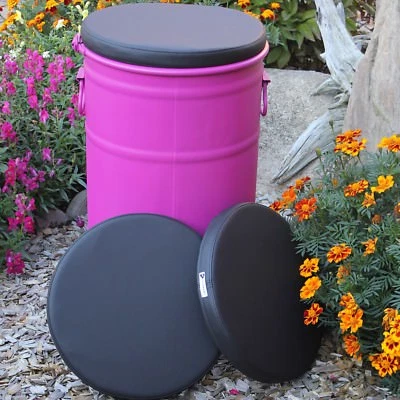 Sitzkissen 36x4 cm Rund Kunstleder Fass Ölfass Kissen Barhocker Stuhlpolster Neu - Bild 1 von 4