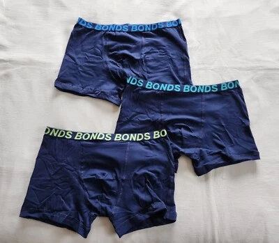 Bonds UWKN3A 02K Navy Boys Underwear Sport Trunk Brief 3 Pack Size 10/12 New - image 1 of 4