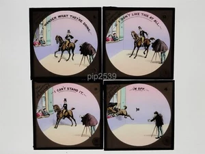 Set Of 4 Glass Lantern Slides - Equestrian Photograph - Horse In Studio - Picture 1 of 1