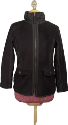 Style & Co. 女式黑色抓绒隐藏连帽衬里夹克 S 码 — 第 1/4 张图片