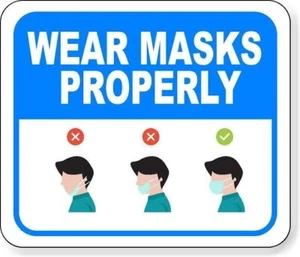 Wear masks properly Aluminum composite sign - Picture 1 of 5