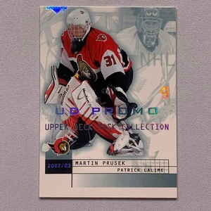 Martin Prusek Patrick Lalime 2002-03 Upper Deck Mask Collection Promo MISCUT - Picture 1 of 2