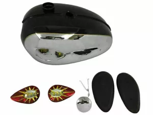 BSA A65 Thunderbolt Chrome & Black Painted Petrol Tank + Badge + Cap + Knee pad - Picture 1 of 5