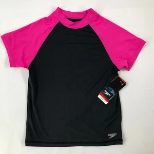 SPEEDO Youth Shirt Size Youth L Black/Pink UV50+ 'Blockthburn' Short Sleeve - Picture 1 of 7