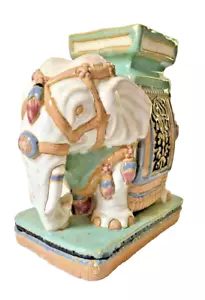 Beautiful Antique Chinese Elephant Clay Pottery Statue Plant Stand Handpainted. - Picture 1 of 16