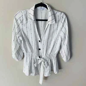 Sweet Rain white and black striped 3/4 cinch waist tie (Size: S) - Picture 1 of 5