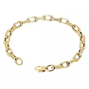 Italian 14k Yellow Gold Hollow Oval Link Anchor Chain Bracelet 7.75" 5.7mm 4.9g - Picture 1 of 5