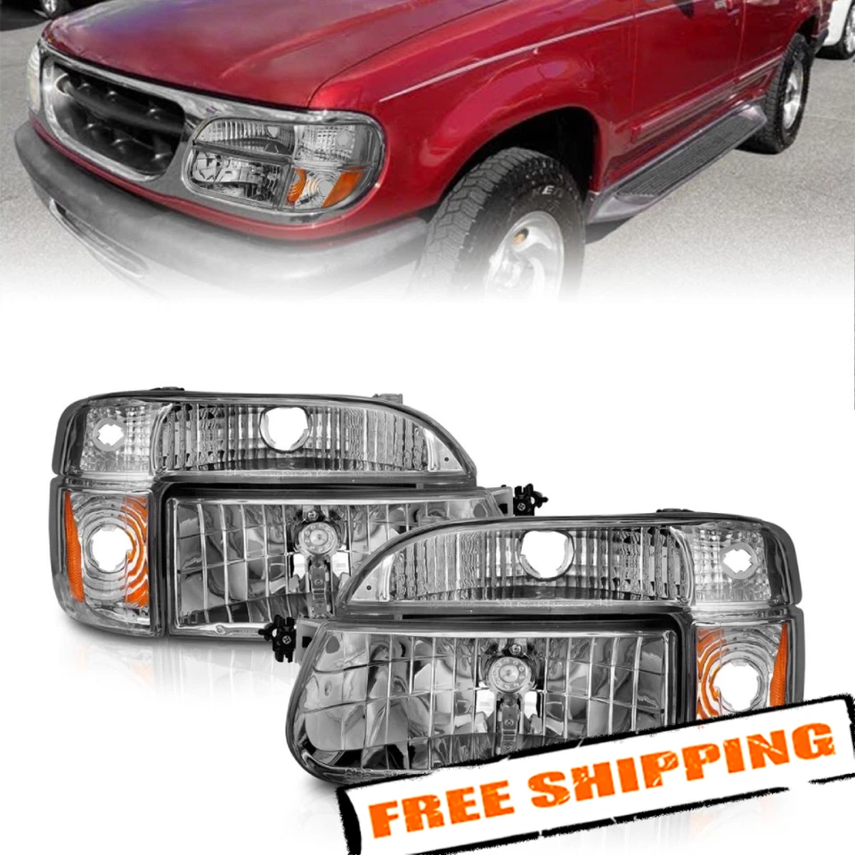 Faros de cristal Anzo USA 111040 con luces de esquina para Ford Explorer 1995-2001 Foto 1 de 4