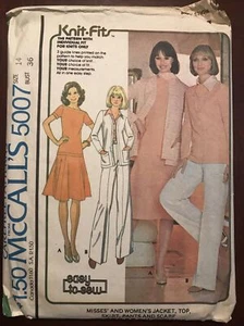 McCalls 5007 Sewing Pattern Size 14 Uncut Knit Fit Stretch Jacket Top Pants Scar - Foto 1 di 5