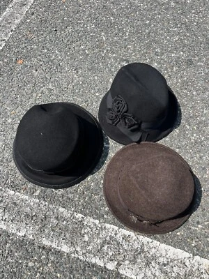 Sombreros para mujer Betmar, Kate Landry, August negros 100 % lana - ¡LOTE de paquete de 3 piezas! Foto 1 de 4