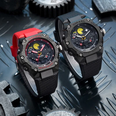 SMAEL Hombre Reloj Deportivo Cuarzo Banda Silicona Alarma Electrónica Cronómetro Reloj Pulsera Foto 1 de 4