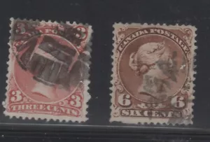 CANADA 3c Large Queens FANCY CANCELS Lacelle#24 Lacelle #39 - Picture 1 of 4