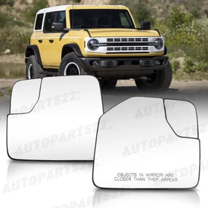 Par de espejos retrovisores térmicos de vidrio convexo para Ford Bronco 2021 2022 2023 2024 - Imagen 1 de 9