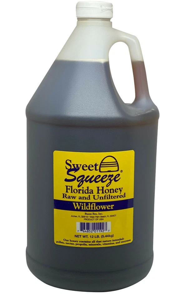 Sweet Squeeze 生蜂蜜 - 野花 - 未巴氏杀菌和未过滤 - 加仑 (12 磅) — 第 1/1 张图片