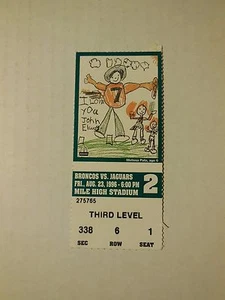 TICKET STUB - JAGUARS @ BRONCOS - August 8, 1996 - Picture 1 of 3