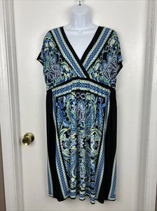 NWT $60 AB Studio Women’s XL Short Sleeve Multicolored Polyester Spandex Dress - Picture 1 of 15