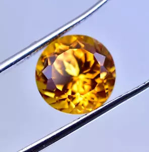 Certified Loose Gemstone 6.35 Ct Natural Yellowish Orange Round Cut Sapphire - Picture 1 of 7