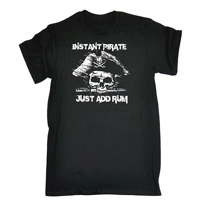 JNR FUNNY SLOGAN T SHIRTS Instant Pirate Just Add Rum T-SHIRT Tee Captain Skull Funny Gift Birthday