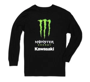New Kawasaki MONSTER ENERGY LONG SLEEVE T-SHIRT (K102-2252-BK2X) - Picture 1 of 1
