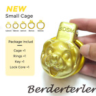 Golden Small Puppy Chastity Cage Devices Male Cage Ring Lock with Stealth Lock 