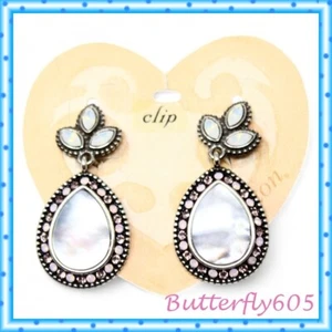 Brighton Raindrops Mother of Pearl CLIP ON Earrings NWT $64 - Picture 1 of 3