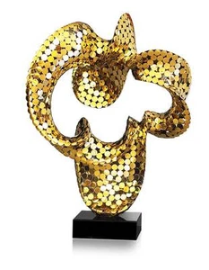 INCREÍBLE ESCULTURA DE ACERO INOXIDABLE CHAPADA EN COLOR DORADO. ALTURA 88 CM - Imagen 1 de 2