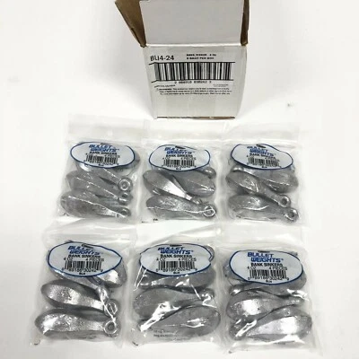 Bullet Weights 4oz Bank Fishing Lead Sinkers 6 Bags/4 Per Bag/24 Total BLI4 NEW - image 1 of 4