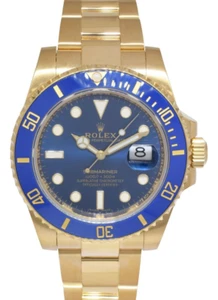 Rolex Submariner Date 18k Yellow Gold Blue Ceramic 40mm Watch +Card '19 116618 - Picture 1 of 12