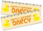 x2 Personalised Birthday Banner Duck Children Kids Party Decoration 244