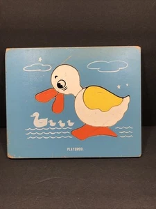 Vintage Playskool Holz Ente Puzzle 50er Jahre Baby Spielzeug - Bild 1 von 6