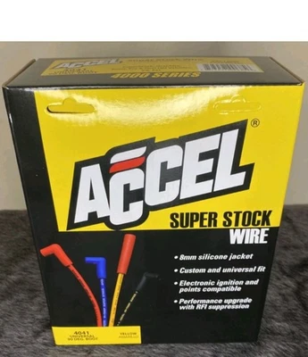 Juego de cables de bujía ACCEL 4041 - 8 mm - amarillo con botas naranjas de 90 grados Foto 1 de 3