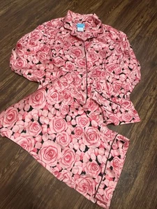 Nick & Nora Rose Pj Set Pants & Button Front Top 100% Silk XXL - Picture 1 of 7