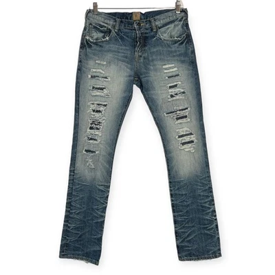 Джинсы PRPS Goods Demon Slim Jeans РАЗМЕР 36 x 34 РАЗМЕР МАЛЕНЬКИЙ Искусственно состаренные Разорванные Усы - Изображение 1 из 4
