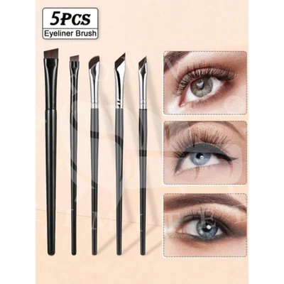 5 Eyebrow Brush Tinting Eye-shadow Pro Angled Cosmetic Eye Brow Brushes Set UK