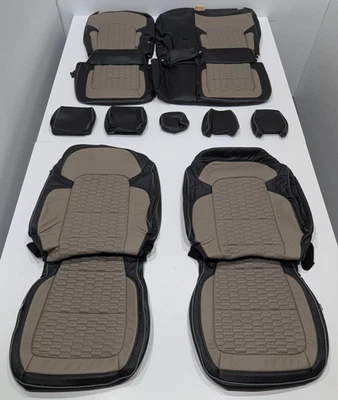For Ford Bronco Full Size 4 Door 2021-2024 Black Fawn Leather Seat Covers W208 - Image 1 of 4