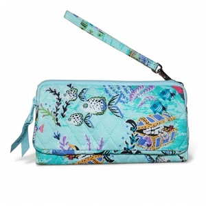 Vera Bradley RFID Wallet Crossbody Antilles Treasure Sea Life Marine Coral Reef - Picture 1 of 8