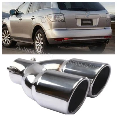 2.5 Inlet Rear Car Dual Exhaust Muffler Tip Tail Pipe Steel For Mazda CX-7 Foto 1 de 4