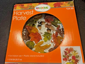 🍁 Rite Aid Home Ernteteller Herbstblätter & Eicheln 13" Neu im Karton mit Ständer - Bild 1 von 3