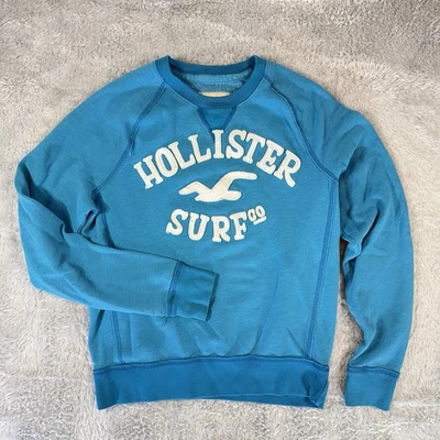 Sudadera Y2K Hollister M Surf Azul Cuello Redondo Retro Preppy California Pullover Foto 1 de 4