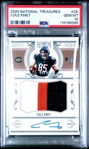2020 National Treasures Cole Kmet Crossover Rookie Patch Auto /99 PSA 10 RC RPA - Bild 1 von 2