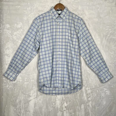 Camisa Oxford Lands End Supima Sin Hierro Ajuste A Medida 15-33 Azul Verde/Blanco A Cuadros Foto 1 de 4