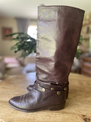 Botas hasta la rodilla de cuero italiano Joan & David de colección - marrón, talla US 6 / EU 36 Foto 1 de 4