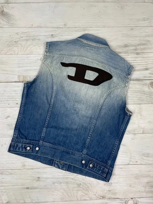 Vintage Diesel Denim Vest Jacket Big Logo Men Size M Blue - Image 1 of 4