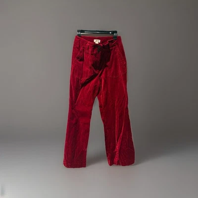 Anthropologie Maeve Red Corduroy Pants Size 10 Holiday Party Statement - Image 1 of 4